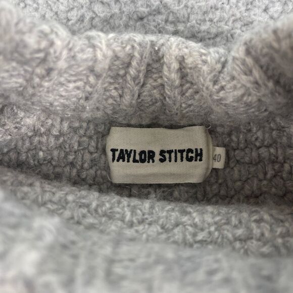 Taylor Stitch Merino Wool Fishermans Sweater Womens M Gray Chunky Knit - Picture 2 of 8